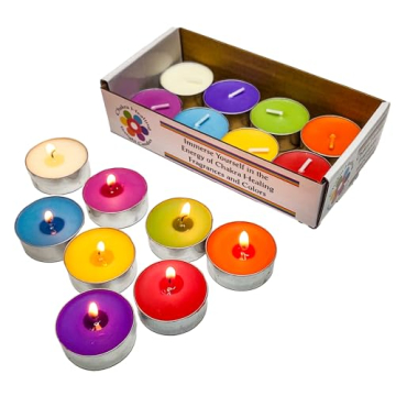Chakra Colored & Scented Tealight Candles - 16 Pcs Set
