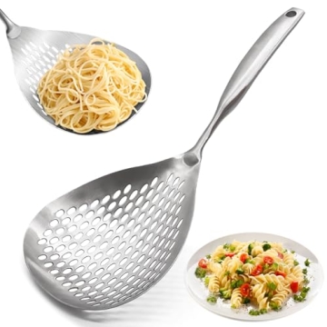 KAYCROWN Skimmer Slotted Spoon - Premium 304 Stainless Steel Kitchen Strainer, Perfect for Frying an...
