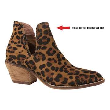 Beast Fashion Sunny-01 Women Western Short Ankle Pointed Toe Booties Boots Animal Leopard Print V Si...