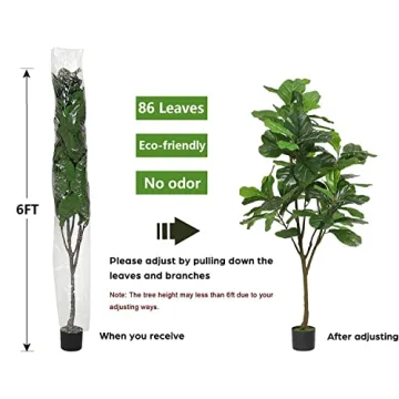 VIAGDO 6ft Artificial Fiddle Leaf Fig Tree for Home