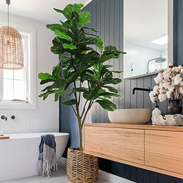 VIAGDO 6ft Artificial Fiddle Leaf Fig Tree for Home