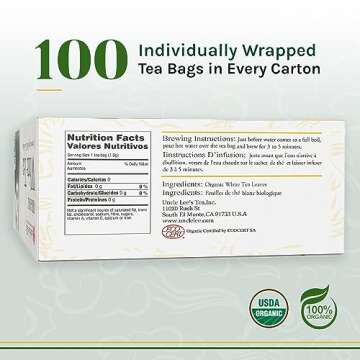 Uncle Lee’s Organic White Tea - Premium Tea for Everyday Wellness, Low Caffeine, Antioxidant-Rich ...