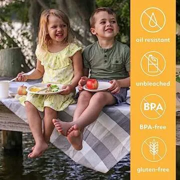 100% Compostable Disposable Paper Plates Bulk [10" 3-Comp 50 Pack], Bamboo Plates, Eco Friendly, Biodegradable, Sturdy Large Dinner Party Plates, Heavy-Duty, Unbleached by Earth's Natural Alternative