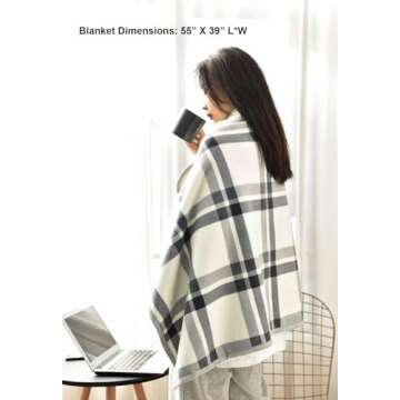 SplendoRoute Fleece Wearable Blanket Shoulder Wrap Blanket for Sofa, Couch, Bed, Airplane, Travel - Plaid Warm Blankets for Women