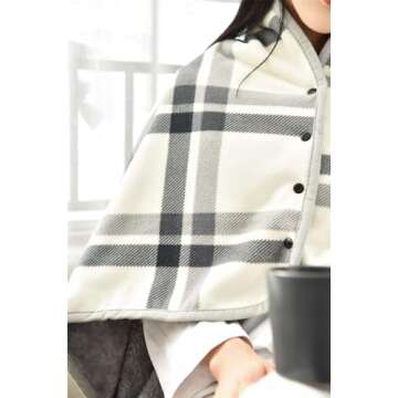 SplendoRoute Fleece Wearable Blanket Shoulder Wrap Blanket for Sofa, Couch, Bed, Airplane, Travel - Plaid Warm Blankets for Women