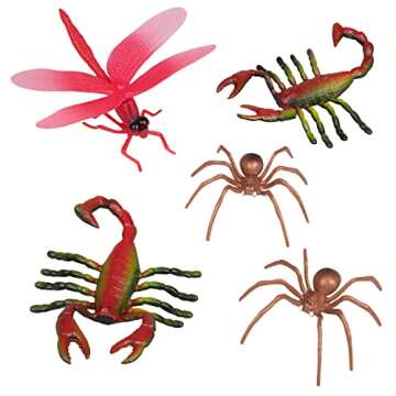 Toy Bug Action Figure Playset- 30pcs with 15 Unique Giant Insects - Grasshoppers, Tarantulas, Spiders & More- 2-4" Realistic Fake Bugs, Great for Pranks, School Projects, Pretend Play, Gifts for kids