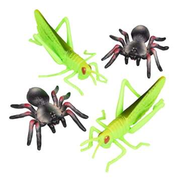 Toy Bug Action Figure Playset- 30pcs with 15 Unique Giant Insects - Grasshoppers, Tarantulas, Spiders & More- 2-4" Realistic Fake Bugs, Great for Pranks, School Projects, Pretend Play, Gifts for kids