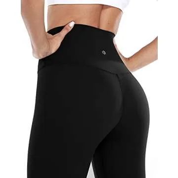 HeyNuts Essential High Waisted Yoga Leggings for Tall Women, Buttery Soft Full Length Workout Pants 28'' Black L(12)