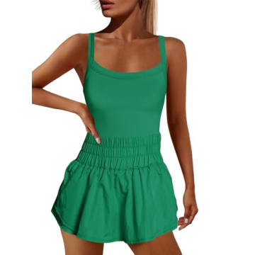 Nirovien Womens Running Onesie 2024 Summer Tennis Dress Skort Outfits Exercise Jumpsuits Gym Yoga Cl...