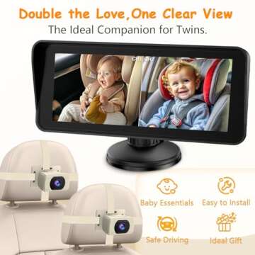 2-Kids Baby Car Camera for Seat: 6.9 Inch Display, Dual 1080P, Night Vision, Easy Install, 150°Wide...