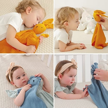 Organic Cotton Bunny Lovey Blanket Soft Safe Baby Comfort