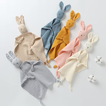 Organic Cotton Bunny Lovey Blanket Soft Safe Baby Comfort