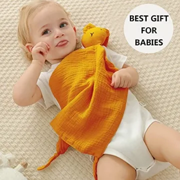 Organic Cotton Bunny Lovey Blanket Soft Safe Baby Comfort