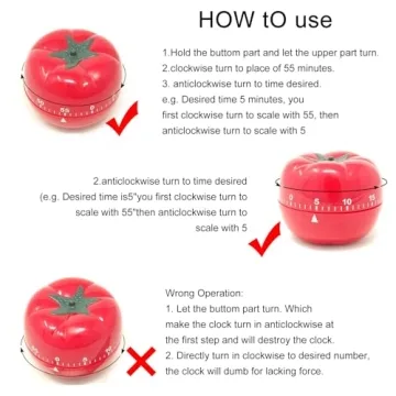 yueton Wind Up Kitchen Timer - Tomato Shape Red