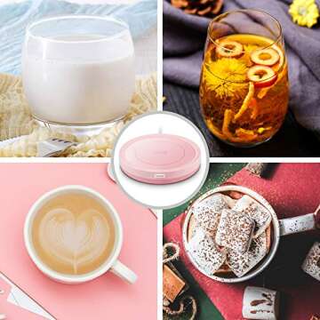 Smart Coffee Warmer, BESTINNKITS Auto On/Off Gravity-induction Mug Warmer for Office Desk Use, Candle Wax Cup Warmer Heating Plate (Up To 131F/55C) (Pink)