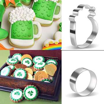 St.Patrick's Day Cookie Cutters Set Irish Party Supplies/Decorations - Shamrock Leprechaun Rainbow 8 PCS