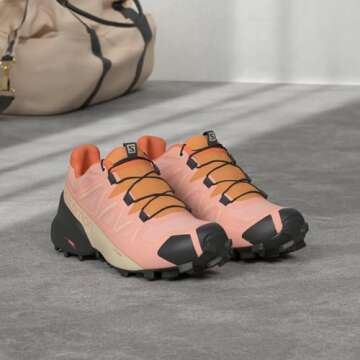 Salomon Women's Speedcross 5 Trail Running Shoes for Women, Blooming Dahlia/Black/Vibrant Orange, 10