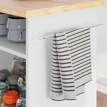 SUNLEI Kitchen Island on Wheels with Storage Cabinet & Drawer, 40" Kitchen Cart Cabinet with Shelves, Cart Handle for Towel Rack or Free Mobility, Portable Islands for Kitchen(White)