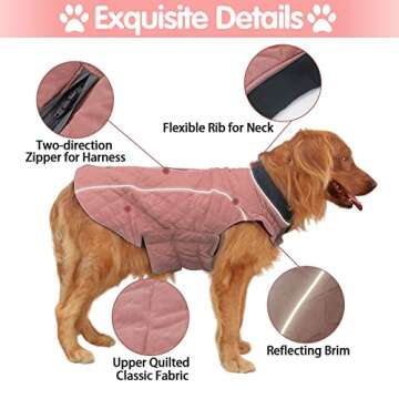 EMUST Dog Winter Jackets, Small/Medium/Large Dog Coat for Winter, French Bulldog Clothes for Dogs, Winter Jacket for Large Dogs, 7 Sizes 13 Colors (X-Large(Pack of 1), Pink)