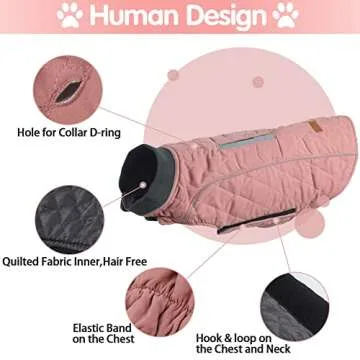 EMUST Dog Winter Jackets, Small/Medium/Large Dog Coat for Winter, French Bulldog Clothes for Dogs, Winter Jacket for Large Dogs, 7 Sizes 13 Colors (X-Large(Pack of 1), Pink)