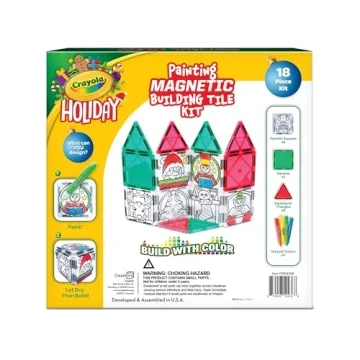 Crayola Holiday Magnetic Tiles STEM Learning Travel Toys