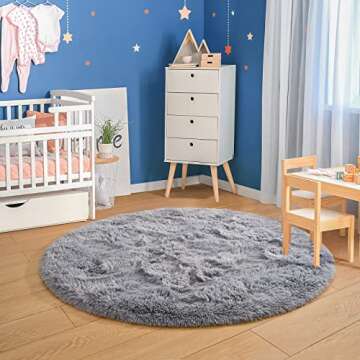 Merelax Fluffy Round Rugs for Kids & Nursery Decor
