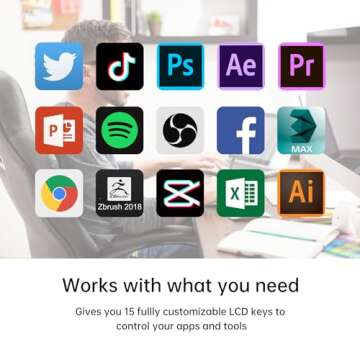 Yinker Stream Controller Deck: 15 Customizable Keys for Productivity