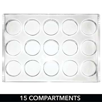 mDesign Plastic Makeup Brush Storage Organizer with 15 Slots for Bathroom Countertop, Vanity to Hold Eye/Lip Pencils, Lip Gloss, Liners, Lipstick - Clear/Rose Gold