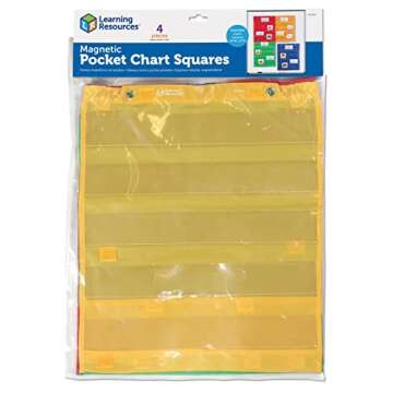 Learning Resources Magnetic Pocket Chart Squares - Set of 4, Classroom Pocket Charts, Classroom/Teacher Organizer, Classroom Supplies, Homeschool Supplies, Teaching Materials,Back to School Supplies