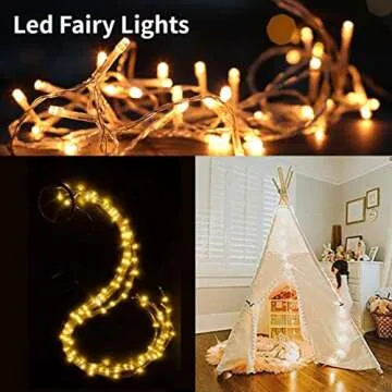 Led Fairy Lights Battery Operated String Lights Indoor Curtain Lights Christmas Tree Toppers Twinkle Lights for Teepee Tent Aesthetic Room Decor Wedding Party