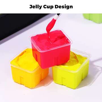 HIMI Gouache Paint Set, 56 Colors x 30ml Include 8 Metallic and 6 Neon Colors, Unique Jelly Cup Design in a Carrying Case Perfect for Artists, Students, Gouache Opaque Painting