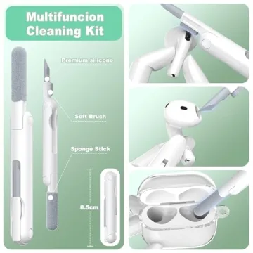 MHYALUDO for AirPods 4th Generation Case Cover 2024, Military-Grade Shockproof, Soft TPU Highly Transparent Anti-Yellowing for AirPods 4 Case with Cleaning Kit & Cute Round Buckle, Clear White