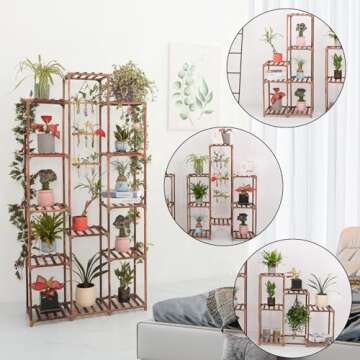 XXXFLOWER Plant Stand Indoor Outdoor Large Plant Cabinet Corner Holder Plant Shelf 13 Tiers Wood Plant Rack for Multiple Plants Pots Flowers Stand for Living Room Boho Apartment Balcony Garden Decor