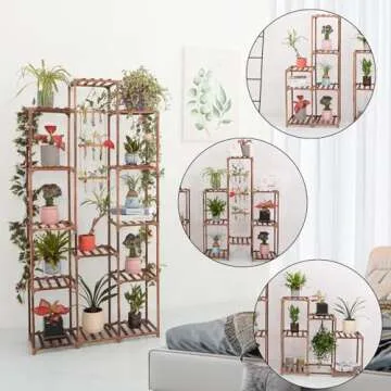 XXXFLOWER Plant Stand Indoor Outdoor Large Plant Cabinet Corner Holder Plant Shelf 13 Tiers Wood Plant Rack for Multiple Plants Pots Flowers Stand for Living Room Boho Apartment Balcony Garden Decor