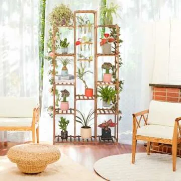 XXXFLOWER Plant Stand Indoor Outdoor Large Plant Cabinet Corner Holder Plant Shelf 13 Tiers Wood Plant Rack for Multiple Plants Pots Flowers Stand for Living Room Boho Apartment Balcony Garden Decor