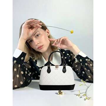 LOVEVOOK Small Purse Crossbody Bags for Women Quilted-White/Black