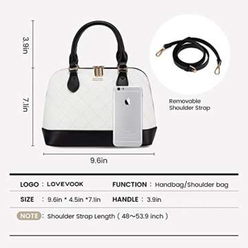 LOVEVOOK Small Purse Crossbody Bags for Women Quilted-White/Black
