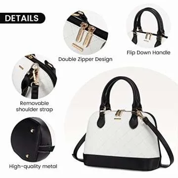 LOVEVOOK Small Purse Crossbody Bags for Women Quilted-White/Black