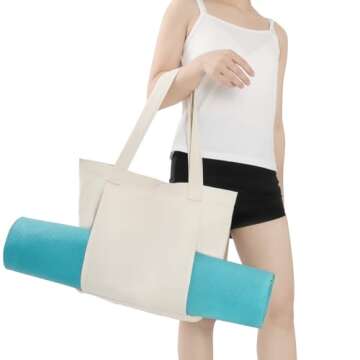 Haakong Yoga Mat Bag for Women Canvas Bag with Yoga Mat Carrier Yoga Mat Bags for Workout Pilates Travel Beach and Gym