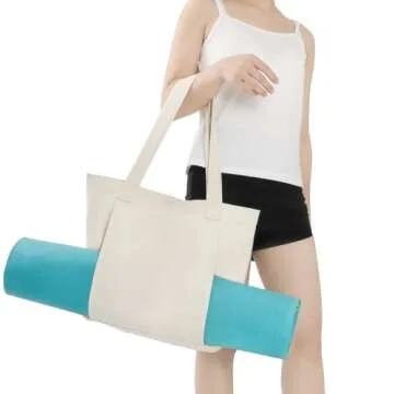 Haakong Yoga Mat Bag for Women Canvas Bag with Yoga Mat Carrier Yoga Mat Bags for Workout Pilates Travel Beach and Gym