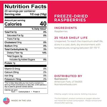 Nutristore Freeze Dried Raspberries | Healthy Fruit Snacks