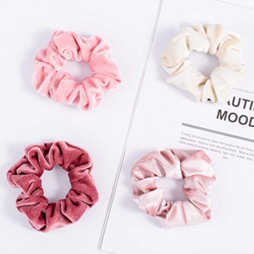 Whaline Velvet Scrunchies Set - 12Pcs Blush Pink Hair Ties