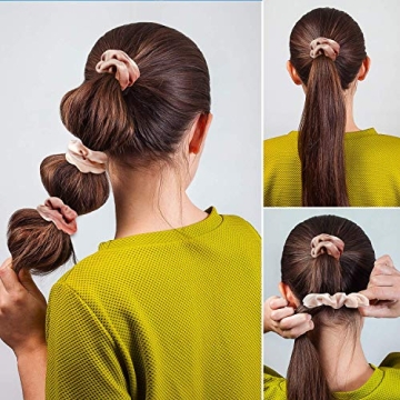 Whaline Velvet Scrunchies Set - 12Pcs Blush Pink Hair Ties