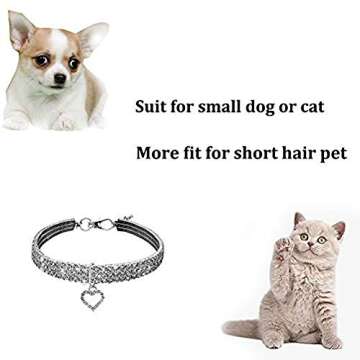 WoYous Rhinestones Dog Collar and Pearl Dog Necklace Set, Adjustable Neck Strap Bling Full Diamond Crystal Cute Pearl Dog Collar for Small Girls Cats Puppy for Birthday Party