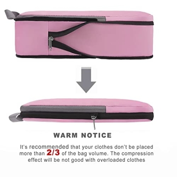 BAGAIL 4 Set/6 Set/8 Set Compression Packing Cubes Travel Accessories Expandable Packing Organizers(Pink ClothPattern 4 Set)