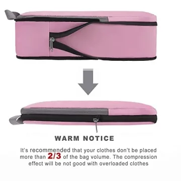 BAGAIL 4 Set/6 Set/8 Set Compression Packing Cubes Travel Accessories Expandable Packing Organizers(Pink ClothPattern 4 Set)