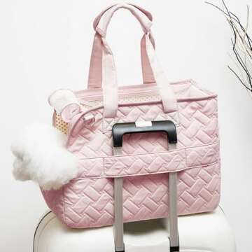 Patazone Small Puppy Carrier Bag,Woman Style,Pups Purse Kitty,Multiple Pockets,Breathable Mesh,Pets Totes Travel,Picnic,Outdoor,MAX 6 lb (Pink, Small)