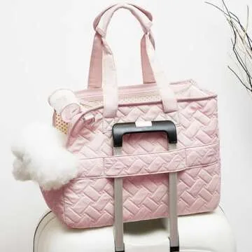 Patazone Small Puppy Carrier Bag,Woman Style,Pups Purse Kitty,Multiple Pockets,Breathable Mesh,Pets Totes Travel,Picnic,Outdoor,MAX 6 lb (Pink, Small)