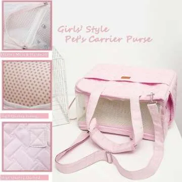 Patazone Small Puppy Carrier Bag,Woman Style,Pups Purse Kitty,Multiple Pockets,Breathable Mesh,Pets Totes Travel,Picnic,Outdoor,MAX 6 lb (Pink, Small)