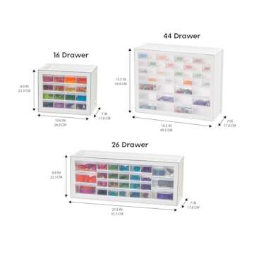 IRIS USA Craft Cabinet Storage, Screw Storage, Hardware Organizer, 16 Drawer Parts Cabinet, Art Storage Cabinets, Small Parts, Nuts and Bolts, Tool Organizer Storage, Scrapbook Art Hobby - White
